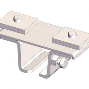 Part No. 023422-1 Standard Duty C-Track Festoon Track Hanger Bracket, For Cross Arm Support Channels, Stainless Steel, Z-Clamp Style