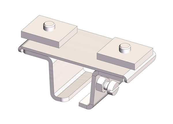 Part No. 023422-1 Standard Duty C-Track Festoon Track Hanger Bracket, For Cross Arm Support Channels, Stainless Steel, Z-Clamp Style