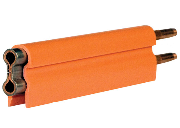 Part No. XA-11005 8-Bar Conductor Bar, 250A, Copper / Stainless Clad, Orange PVC Cover, 5FT Length