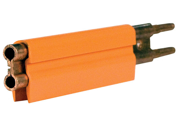 Part No. XA-11051 8-Bar Conductor Bar, 350A, Copper / Rolled, Dark Orange High Heat Cover, 5FT Length