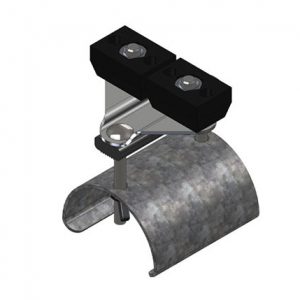 Part No. XA-21957 Standard Duty C-Track Festoon End Clamp For Flat Cable, Plated Steel Saddle, 2.75″ Dia x 3″ Wide