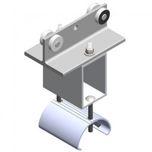 Part No. XA-24765 Standard Duty C-Track Festoon Cable Trolley For Flat Cable, Steel, Plated, 2.75″ Dia x 3″ W Saddle, 5″ Body Width
