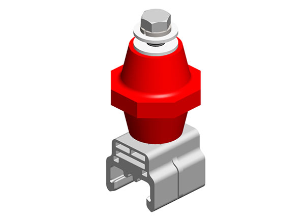 Part No. XA-27483 Hevi-Bar II, Hanger, 500A, Snap-in Polycarbonate, with Red Polycarbonate Insulator