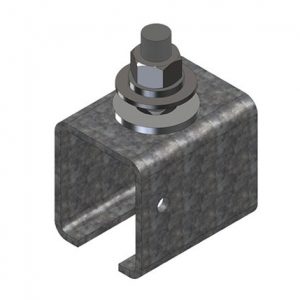 Part No. XA-28510 Standard Duty C-Track Festoon Track Hanger Bracket, For Angle Iron Cross Arm Supports, Galv Steel, End-Feed Style