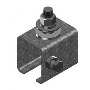 Part No. XA-28511 Standard Duty C-Track Festoon Track Anchor Bracket, For Angle Iron Cross Arm Supports, Galv Steel, End-Feed Style