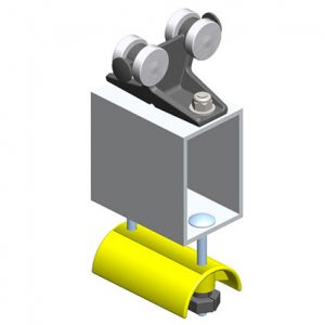 Part No. XA-28614 Standard Duty C-Track Festoon Tow Trolley For Flat Cable, Plastic, 2″ Dia x 3″ W Saddle, 3″ Body Width