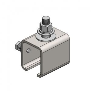 Part No. XA-28742 Standard Duty C-Track Festoon Track Anchor Bracket, For Angle Iron Cross Arm Supports, Stainless Steel, End-Feed Style