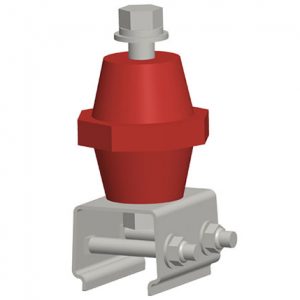 Part No. XA-29574 Hevi-Bar II, Hanger, 500A, Cross-bolt, Stainless Steel, with Red Polycarbonate Insulator, Stainless Steel Hdwe