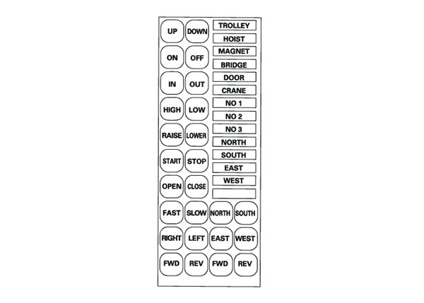 Part No. XA-304COBLS 60 Series Push Button Pendant Legend Sheet