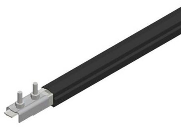 Part No. XA-310201B-J Safe-Lec 2 Conductor Bar 125A Galv Steel, Black UV Resistant PVC Cover, w/ Splice Joint, 4.5M