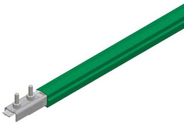 Part No. XA-310202-J Safe-Lec 2 Conductor Bar 125A Galv Steel, Green PVC Cover. w/ Splice Joint, 4.5M