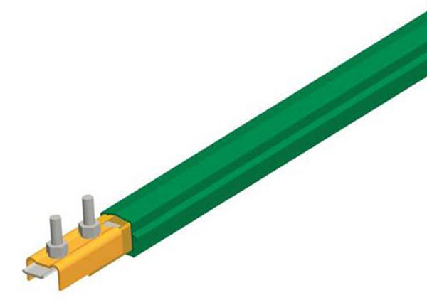 Part No. XA-310402-J Safe-Lec 2 Conductor Bar 250A Copper, Green PVC Cover, w/ Splice Joint, 4.5M