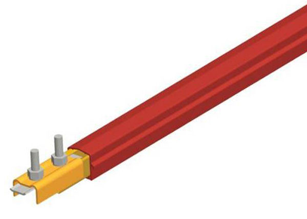 Part No. XA-310403-J Safe-Lec 2 Conductor Bar 250A Copper, Red Medium Heat Polycarbonate Cover, w/ Splice Joint, 4.5M