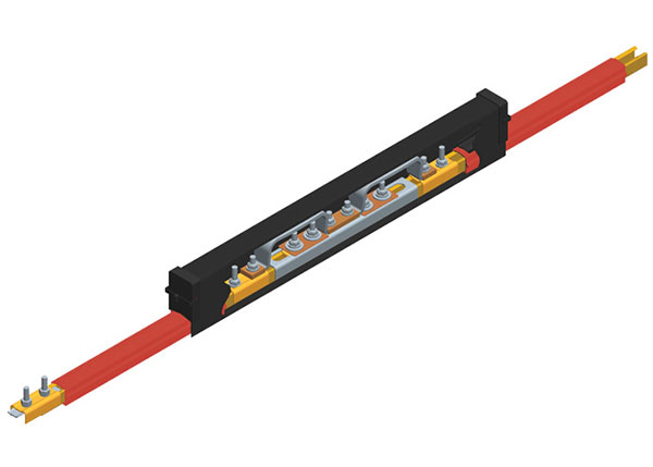 Part No. XA-310509-J Safe-Lec 2 Expansion Section, 400A Copper, Red Medium Heat Polycarbonate Cover, w/ Splice Joint, 4.5M