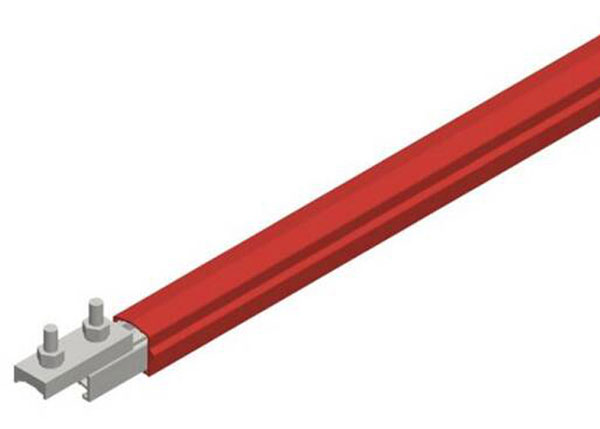 Part No. XA-310703-J Safe-Lec 2 Conductor Bar 315A AL/SS, Red Medium Heat Polycarbonate Cover, w/ Splice Joint, 4.5M