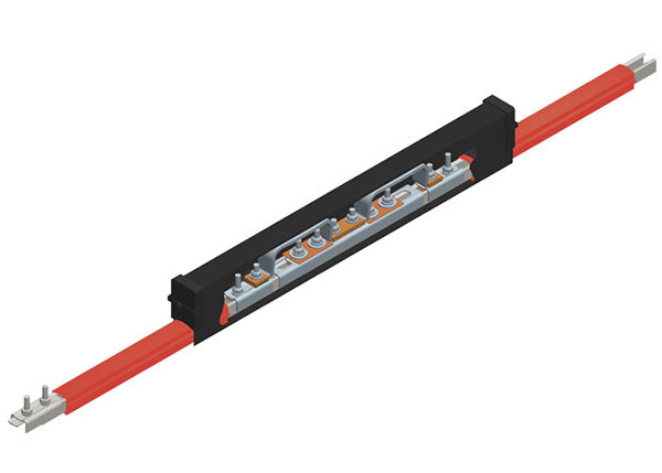 Part No. XA-399109-J Safe-Lec 2 Expansion Section, 400A AL/SS, Red Medium Heat Polycarbonate Cover, w/ Splice Joint, 4.5M