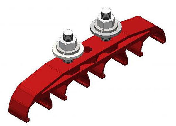 Part No. XA-310859 Safe-Lec 2 Hanger Clamp, 4-Pole, Lateral Mount, 2-Bolt, Med Heat, Red Polycarbonate