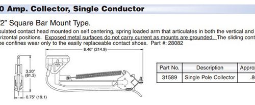 Part No. XA-31589 COLLECTOR 30A SHOE 18 PGT