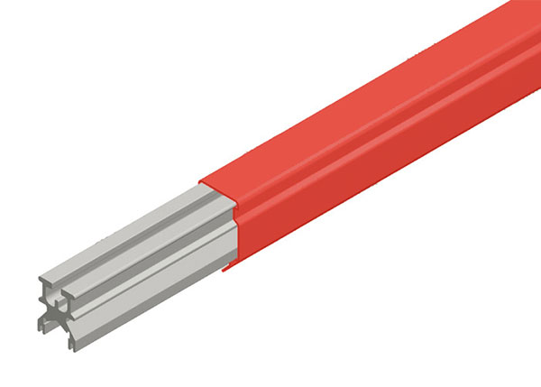 Part No. XA-51408F Hevi-Bar II Conductor Bar 1000A, Red Med Heat Polycarbonate Cover, 10FT Length