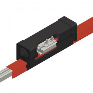 Part No. XA-32500 Hevi-Bar II, Power Feed, 500A, Red Med Heat Polycarbonate Cover, 350 MCM