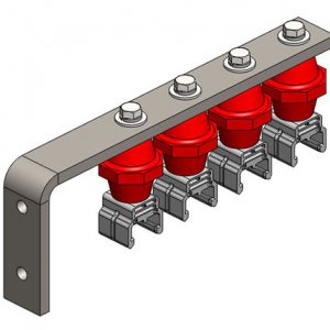 Part No. XA-32893B Hevi-Bar II, Bracket, Web, Plated, w/4 Standard Polycarbonate Hangers, w/Insulators (for 700-1500A Bar), 16.25 inch L