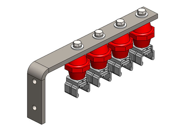 Part No. XA-32893B Hevi-Bar II, Bracket, Web, Plated, w/4 Standard Polycarbonate Hangers, w/Insulators (for 700-1500A Bar), 16.25 inch L