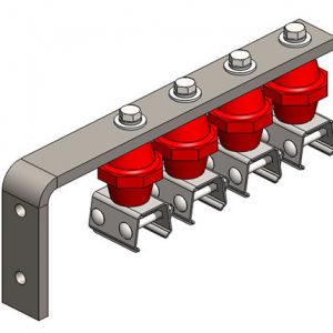 Part No. XA-32893D Hevi-Bar II, Bracket, Web, Plated, w/4 Stainless Steel Cross-bolt Hangers, w/Insulators (for 700-1500A Bar), 16.25 inch L