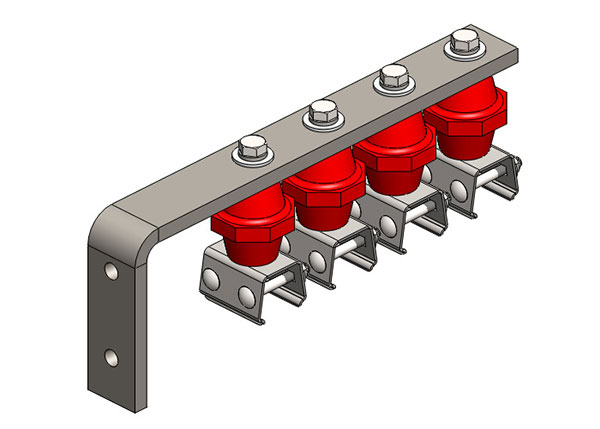 Part No. XA-32893D Hevi-Bar II, Bracket, Web, Plated, w/4 Stainless Steel Cross-bolt Hangers, w/Insulators (for 700-1500A Bar), 16.25 inch L