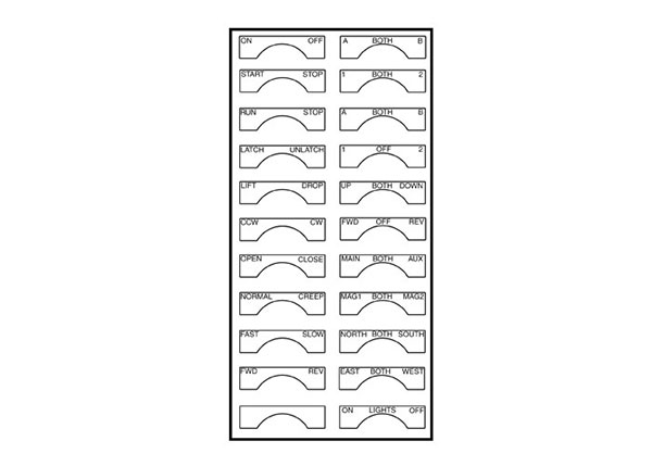 Part No. XA-35300 80 Series Pendant Legend Sheet, For Selector Switches – Sheet 2