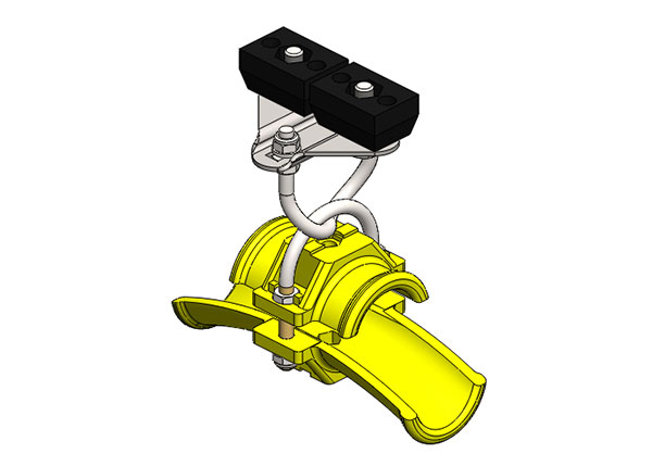 Part No. XA-35492 Standard Duty C-Track Festoon End Clamp For Round Cable, Plated Steel, For 1.42″ max dia cable / hose