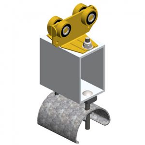 Part No. XA-37042 Standard Duty C-Track Festoon Tow Trolley For Flat Cable, Plated Steel, 2.75″ Dia x 3″ W Saddle, 3″ Body Width