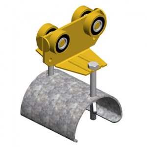 Part No. XA-37047 Standard Duty C-Track Festoon Cable Trolley For Flat Cable, Steel, Plated, 2.75″ Dia x 3″ W Saddle, 3″ Body Width