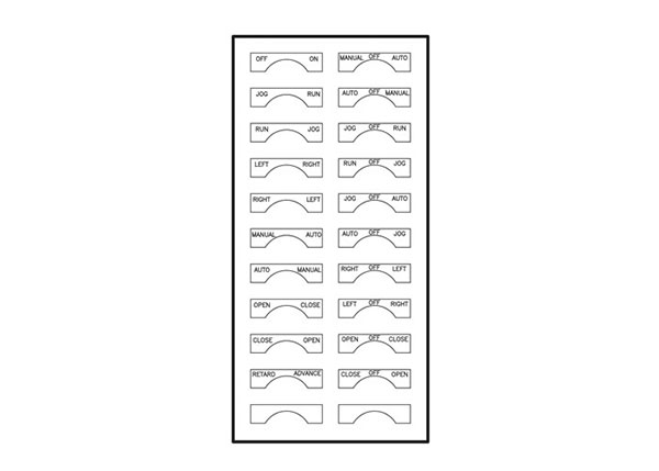 Part No. XA-37228 80 Series Pendant Legend Sheet for selector switches – sheet 1