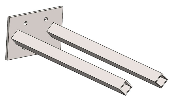 Part No. XA-37863 Safe-Lec 2 Collector Mounting Bar, Double-Post, 1.0 inch (25 mm) sq, 15.75 inch Length