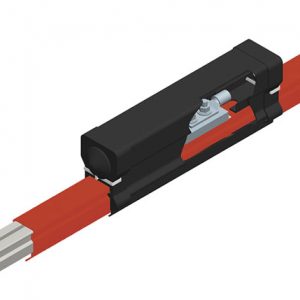 Part No. XA-38184D Hevi-Bar II, Power Feed, 1000A, Red Med Heat Polycarbonate Cover, 500 MCM