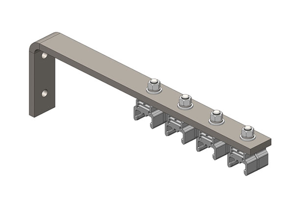 Part No. XA-38268B Hevi-Bar II, Bracket, Web, Plated, w/4 Polycarbonate Hangers, w/Insulators (for 500A Bar Only), 21.25 inch L