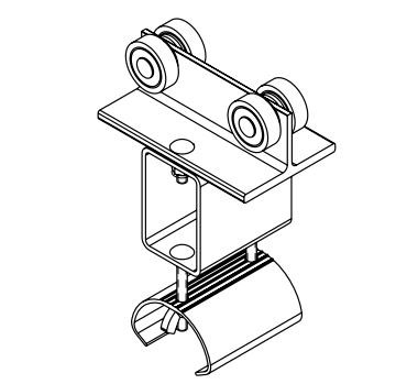 Part No. XA-38646 Heavy Duty C-Track Festoon Tow Trolley For Flat Cable, Aluminum, 2.75 dia x 3″ W Saddle