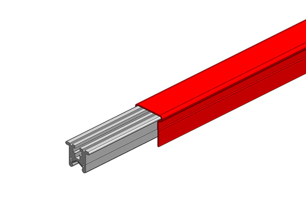 Part No. XA-39225R Hevi-Bar II Conductor Bar 500A, Red Med Heat Polycarbonate Cover, 20FT Length