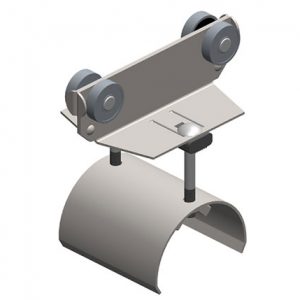 Part No. XA-39275 Standard Duty C-Track Festoon Cable Trolley For Flat Cable, Stainless Steel, 2.75″ Dia x 3″ W Saddle, 5″ Body Width