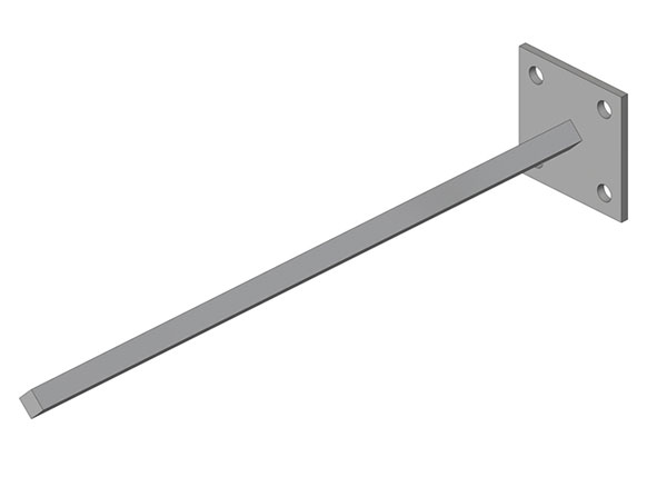 Part No. XA-39618 Safe-Lec 2 Collector Mounting Bar, Single-Post, 0.5 inch (13 mm) sq, 16 inch Length