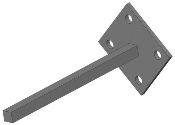 Part No. XA-39618C Safe-Lec 2 Collector Mounting Bar, Single-Post, 0.5 inch (13 mm) sq, 8 inch Length