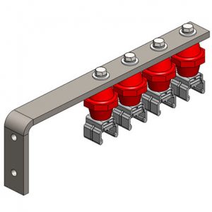 Part No. XA-39923B Hevi-Bar II, Bracket, Web, Plated, w/4 Standard Polycarbonate Hangers, w/Insulators (for 700-1500A Bar), 19.25 inch L
