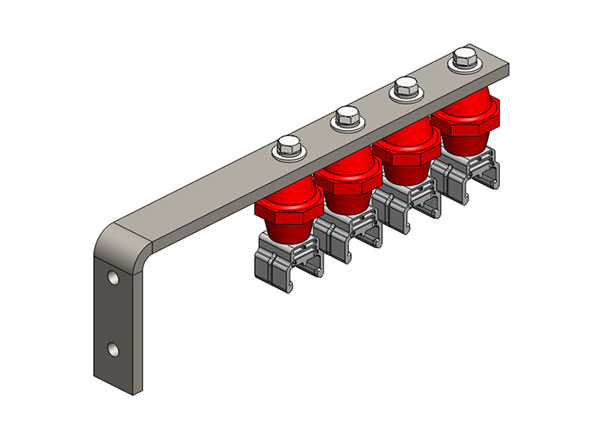 Part No. XA-39923B Hevi-Bar II, Bracket, Web, Plated, w/4 Standard Polycarbonate Hangers, w/Insulators (for 700-1500A Bar), 19.25 inch L