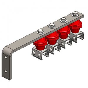 Part No. XA-39923D Hevi-Bar II, Bracket, Web, Plated, w/4 Stainless Steel Cross-bolt Hangers, w/Insulators (for 700-1500A Bar), 19.25 inch L