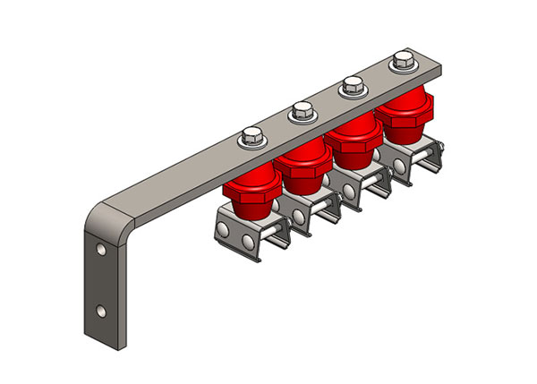 Part No. XA-39923D Hevi-Bar II, Bracket, Web, Plated, w/4 Stainless Steel Cross-bolt Hangers, w/Insulators (for 700-1500A Bar), 19.25 inch L