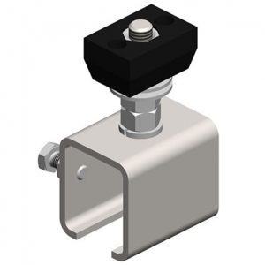 Part No. XA-50307 Standard Duty C-Track Festoon Track Anchor Bracket, for Cross Arm Support Channels, Stainless Steel, End-feed style