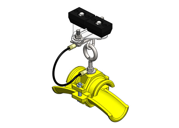 Part No. XA-50590C Standard Duty C-Track Festoon End Clamp For Round Cable, Spark Resistant, For 1.42″ max dia cable / hose