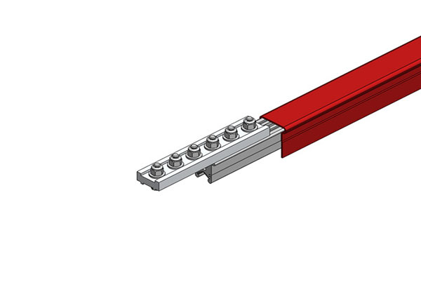 Part No. XA-50731-J Hevi-Bar II Conductor Bar Dura Coat, 500A, Red Med Heat Polycarbonate Cover, With Splice, 30FT Length