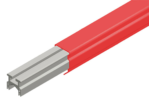 Part No. XA-51371F Hevi-Bar II Conductor Bar 700A, Red Med Heat Polycarbonate Cover, 10FT Length