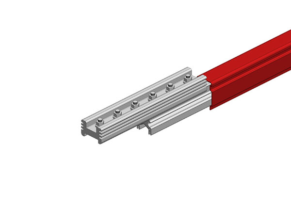 Part No. XA-50735-J Hevi-Bar II Conductor Bar Dura Coat, 1000A, Red Med Heat Polycarbonate Cover, With Splice, 30FT Length